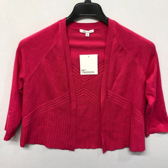 NWT 89th Madison Women Open Front Cardigan Sweater Size Medium Hot Pink M167 -16 - Picture 11 of 14